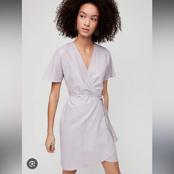 Aritzia Dresses & Skirts - ARITZIA Babaton Wallace Wrap Dress Size S Linen Blend